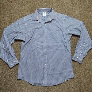 BROOKS BROTHERS Button Down Shirt Men 16-35 Regent Striped Supima Cotton